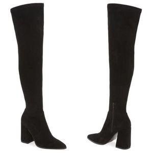 Steve Madden Tava Over The Knee Block Heeled Boots Black Size 9 NEW